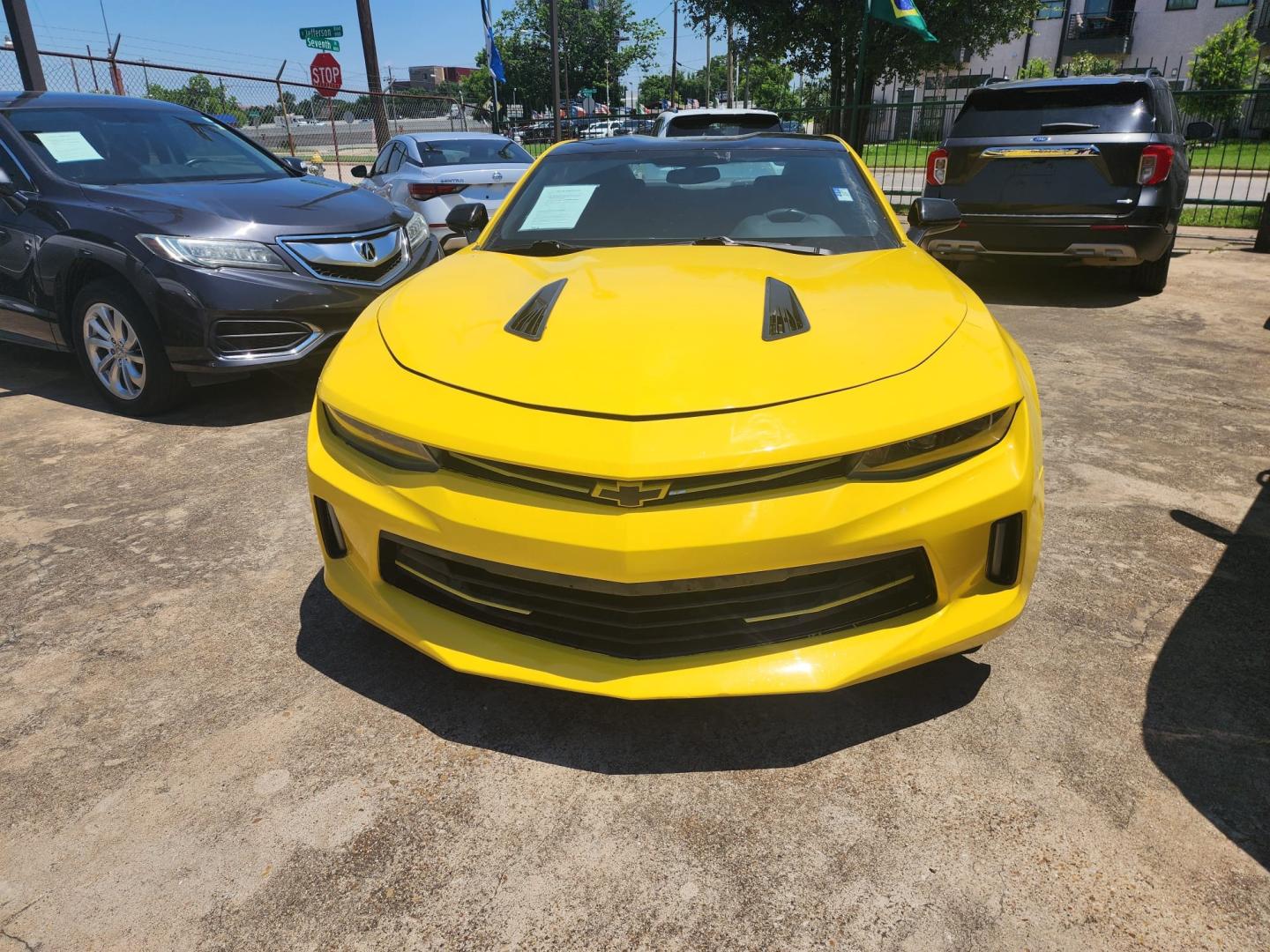 2018 Yellow /Black Chevrolet Camaro 1LT Coupe (1G1FB1RS7J0) with an 3.6L V6 DOHC 24V engine, 6A transmission, located at 945 E. Jefferson Blvd, Dallas, TX, 75203, (214) 943-7777, 32.752514, -96.811630 - Photo#1